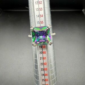 Mystic Topaz Set In Sterling Silver Ring Sz9